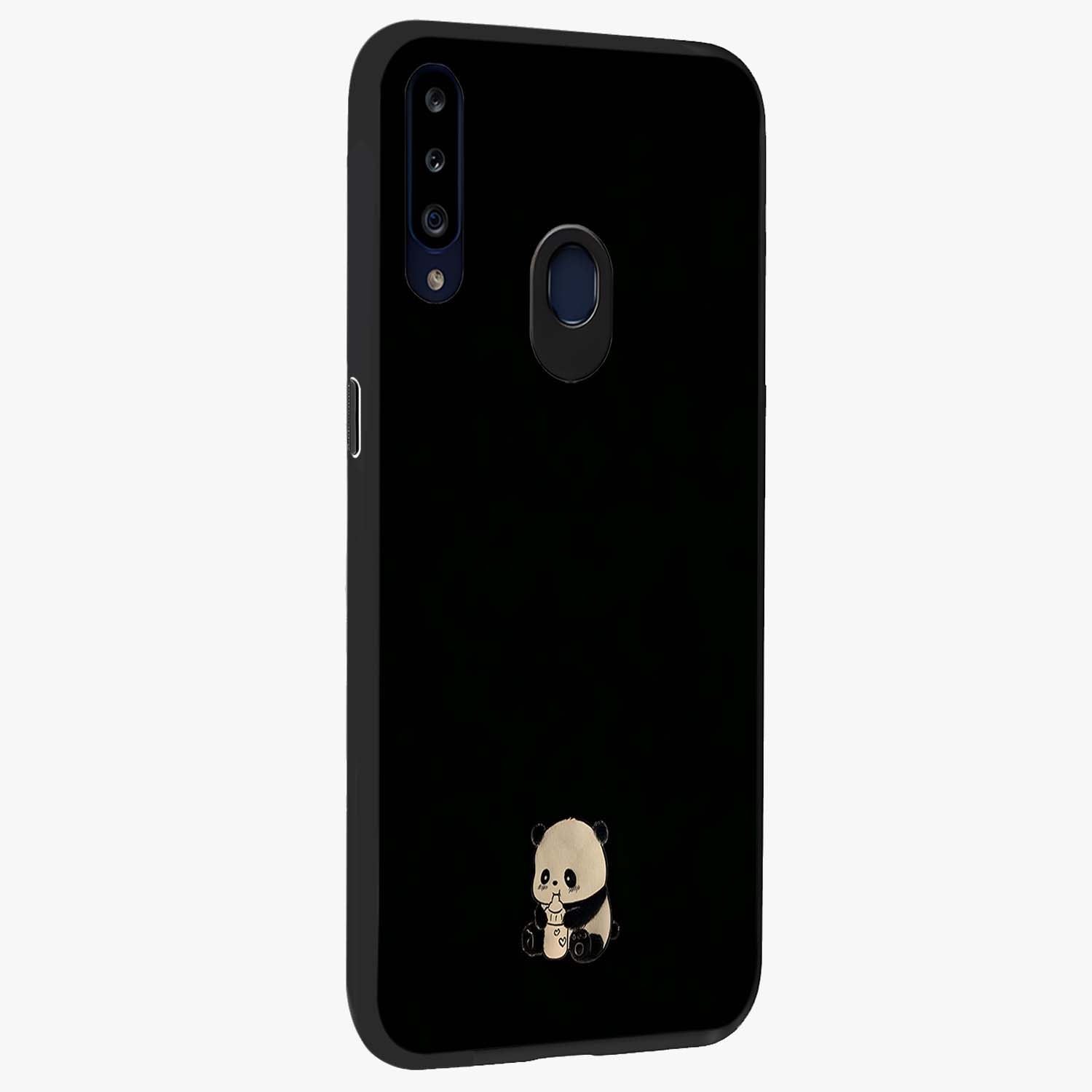 Midnight Panda Love Glass Case upright view showcasing charming panda artwork with playful romantic theme.
