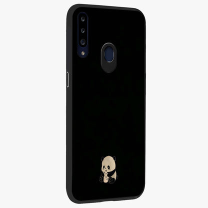 Midnight Panda Love Glass Case upright view showcasing charming panda artwork with playful romantic theme.
