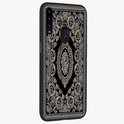 Noir Bloom Elegance Glass Case upright view showcasing graceful floral artwork with luxurious dark theme.