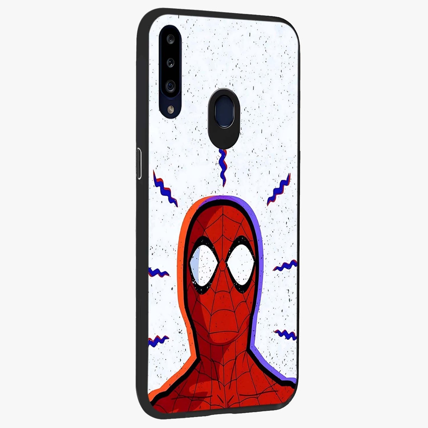 Omg Spiderman Glass Case upright view showcasing energetic superhero artwork with vibrant comic theme.