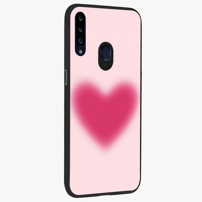 Pink Aura Heart Glass Case upright view showcasing romantic heart artwork with soft pastel theme.