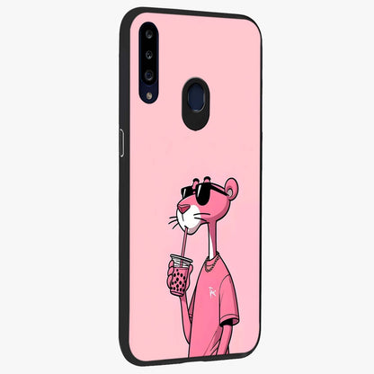 Pink Panther Glass Case upright view showcasing fun animated artwork with stylish retro cartoon theme.