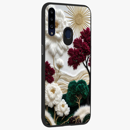 Radiant Bloom Elegance Glass Case upright view showcasing decorative flower artwork with refined botanical theme.
