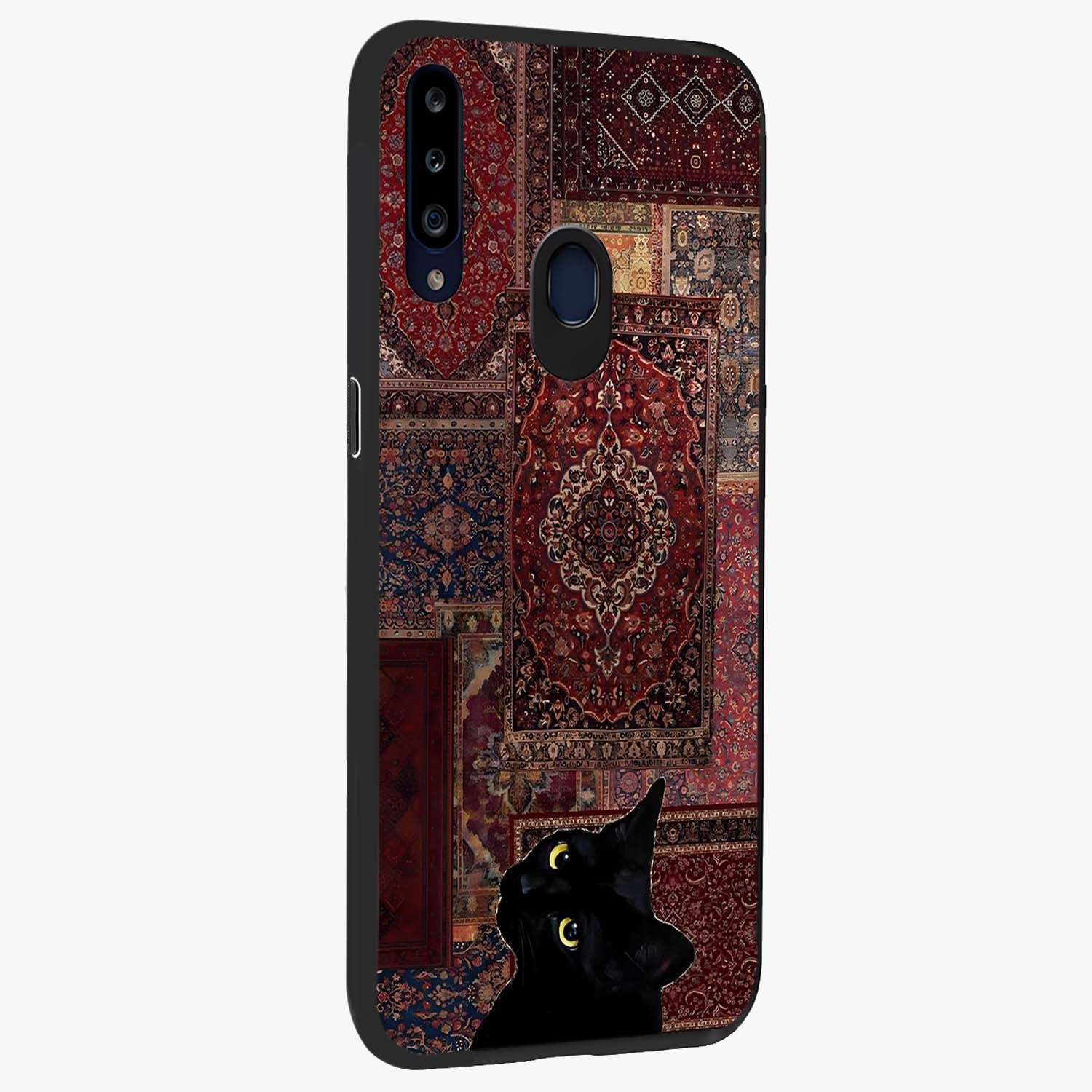 Regal Magic Cat Apple Glass Case upright view showcasing charming cat artwork with playful magical theme.