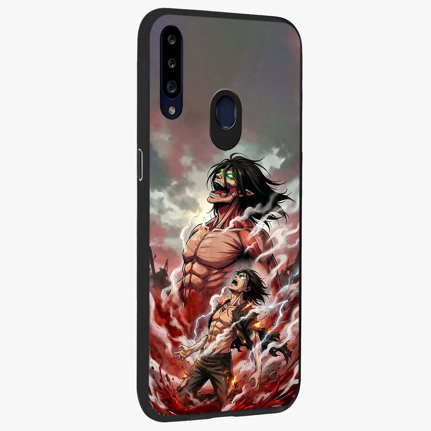 Titan Awakening Fury Glass Case upright view showcasing intense titan artwork with epic fantasy theme.