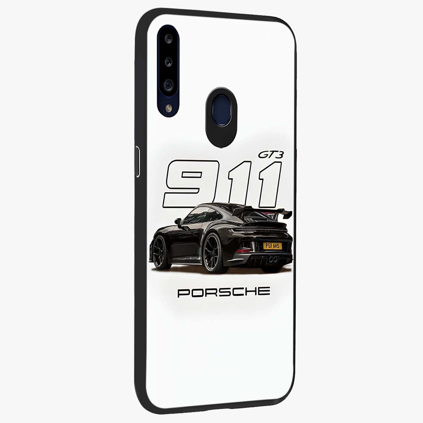 Turbo Legacy Icon Glass Case upright view showcasing bold racing inspired artwork with classic car theme.