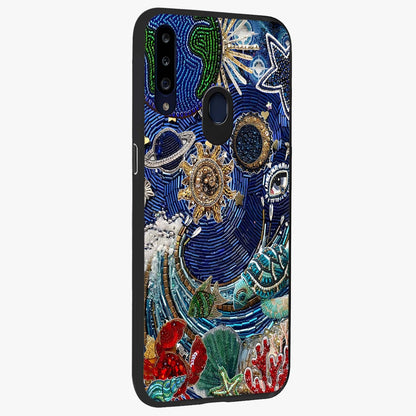 Universe Underwater Spark Glass Case upright view showcasing magical underwater galaxy artwork with vibrant cosmic theme.