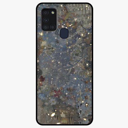 Aesthetic Astrolophia Glass Case showing flat back view with dreamy aesthetic design and glossy glass finish.