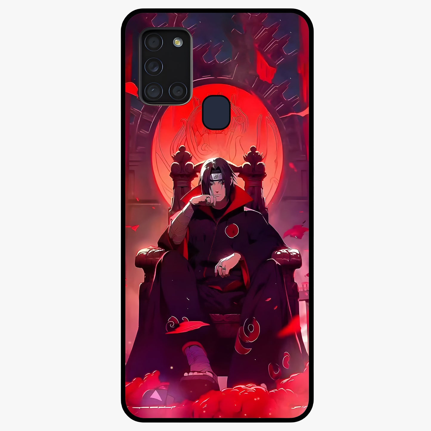 Blood Moon Sovereign Glass Case showing flat back view with mystical blood moon artwork and glossy glass finish.