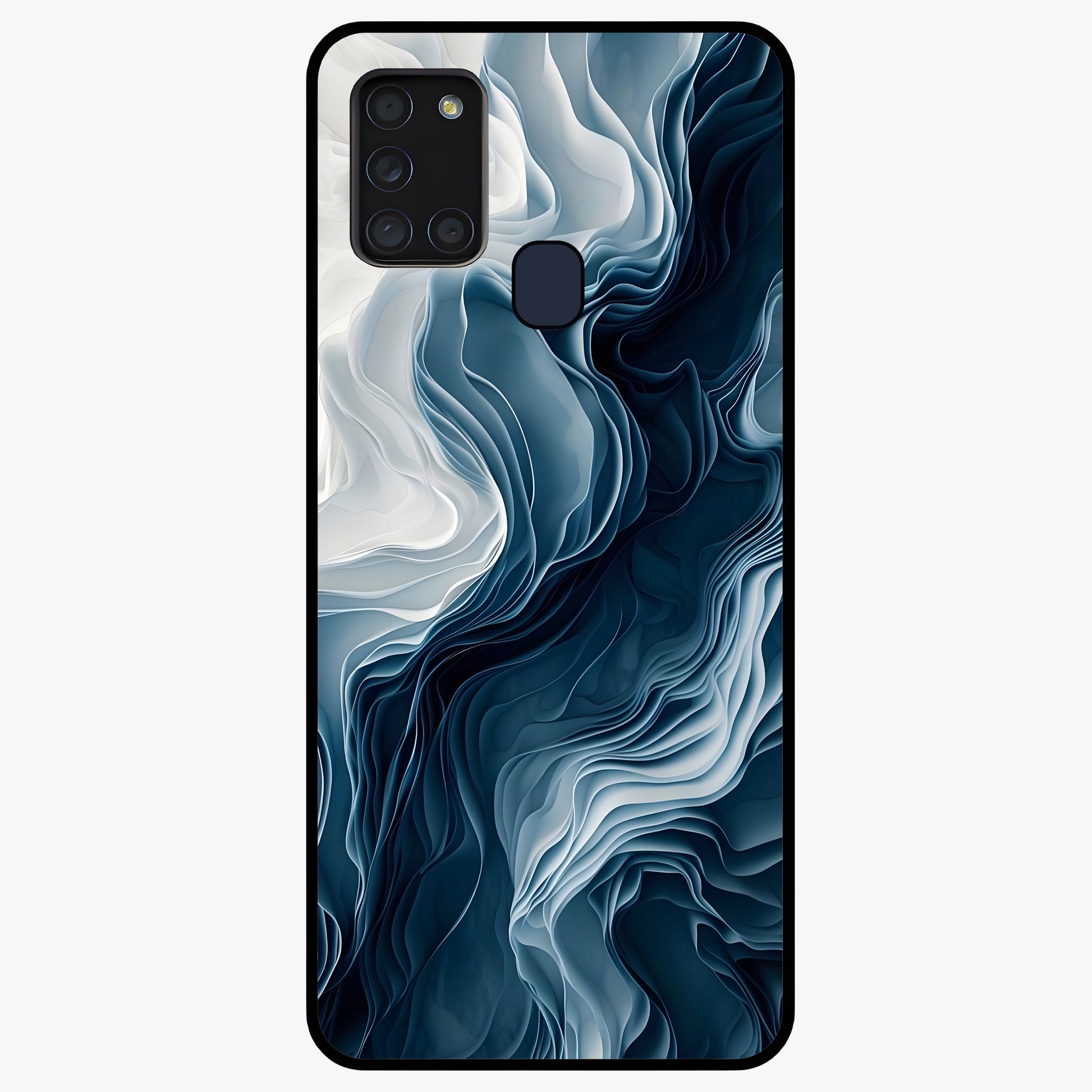Ethereal Paper Marble Glass Case showing flat back view with soft marble paper texture artwork and glossy glass finish.
