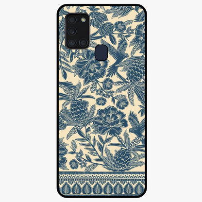 Heirloom Wild Bloom Glass Case showing flat back view with vintage inspired wild flower artwork and glossy glass finish.