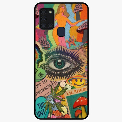 Mystic Eye Wonderland Glass Case showing flat back view with mystical eye themed artwork and glossy glass finish.