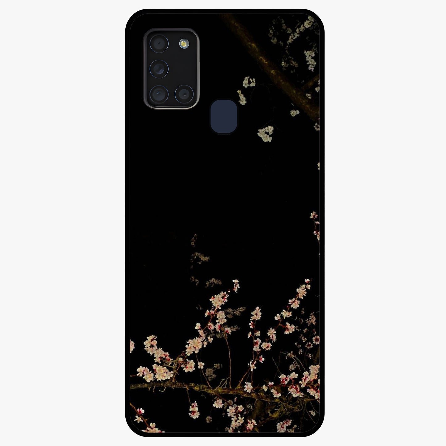Petal Moon Light With Custom Name Glass Case showing flat back view with floral moonlight artwork and personalized name design.
