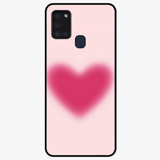 Pink Aura Heart Glass Case showing flat back view with glowing heart artwork and glossy glass finish.