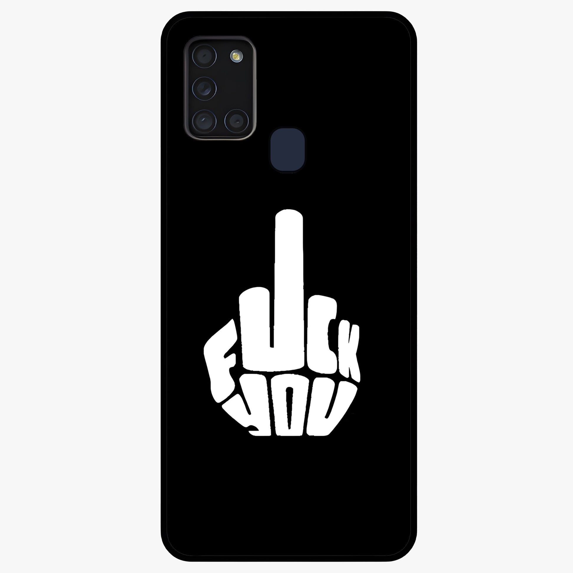 Rebel Mode On Glass Case showing flat back view with bold rebellious typography artwork and glossy glass finish.