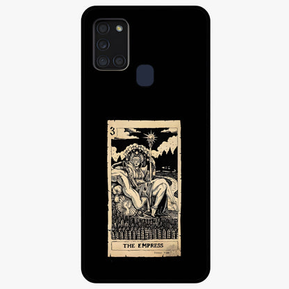 The Empress Glass Case showing flat back view with regal feminine artwork and glossy glass finish.