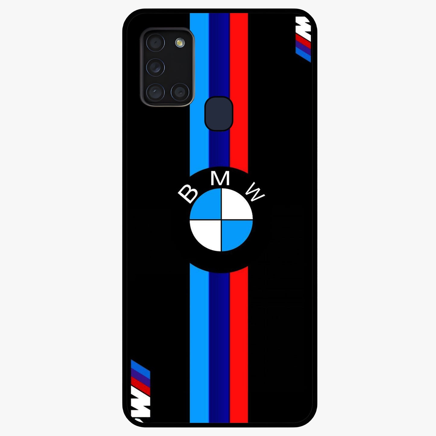 Turbo BMW Beast Glass Case showing flat back view with high performance sports car artwork and glossy glass finish.