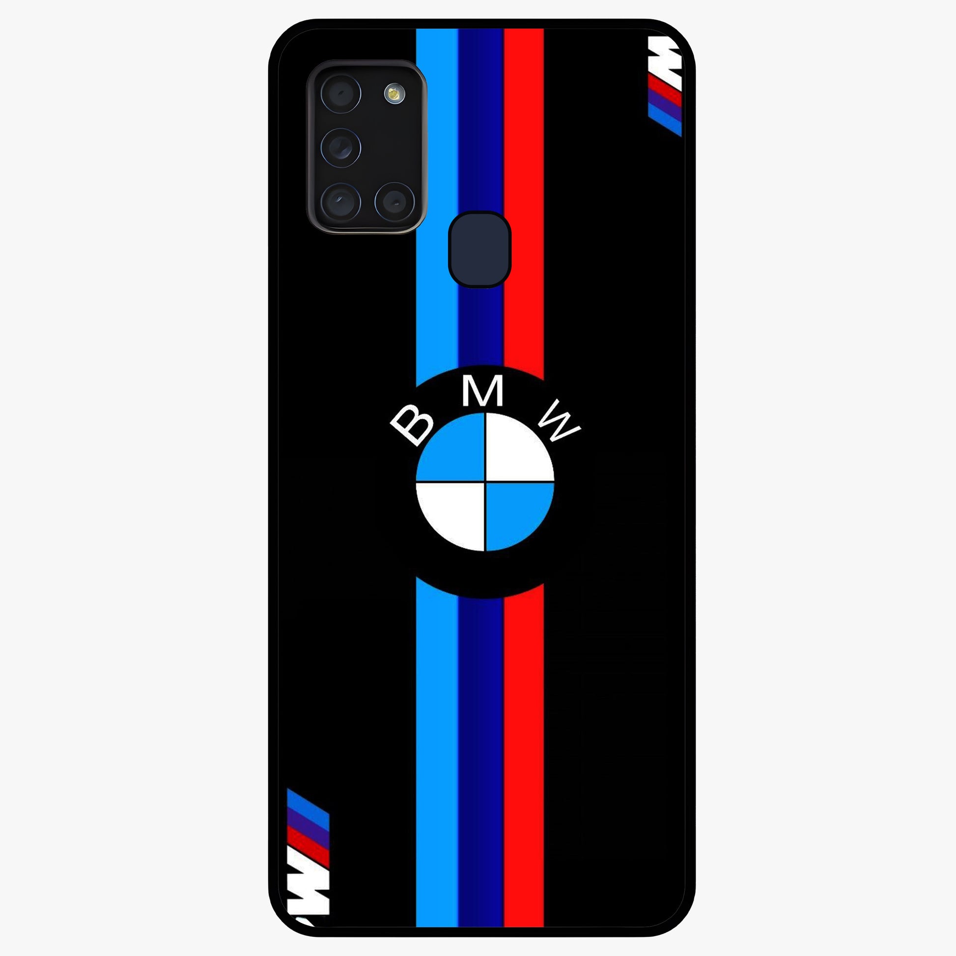 Turbo BMW Beast Glass Case showing flat back view with high performance sports car artwork and glossy glass finish.