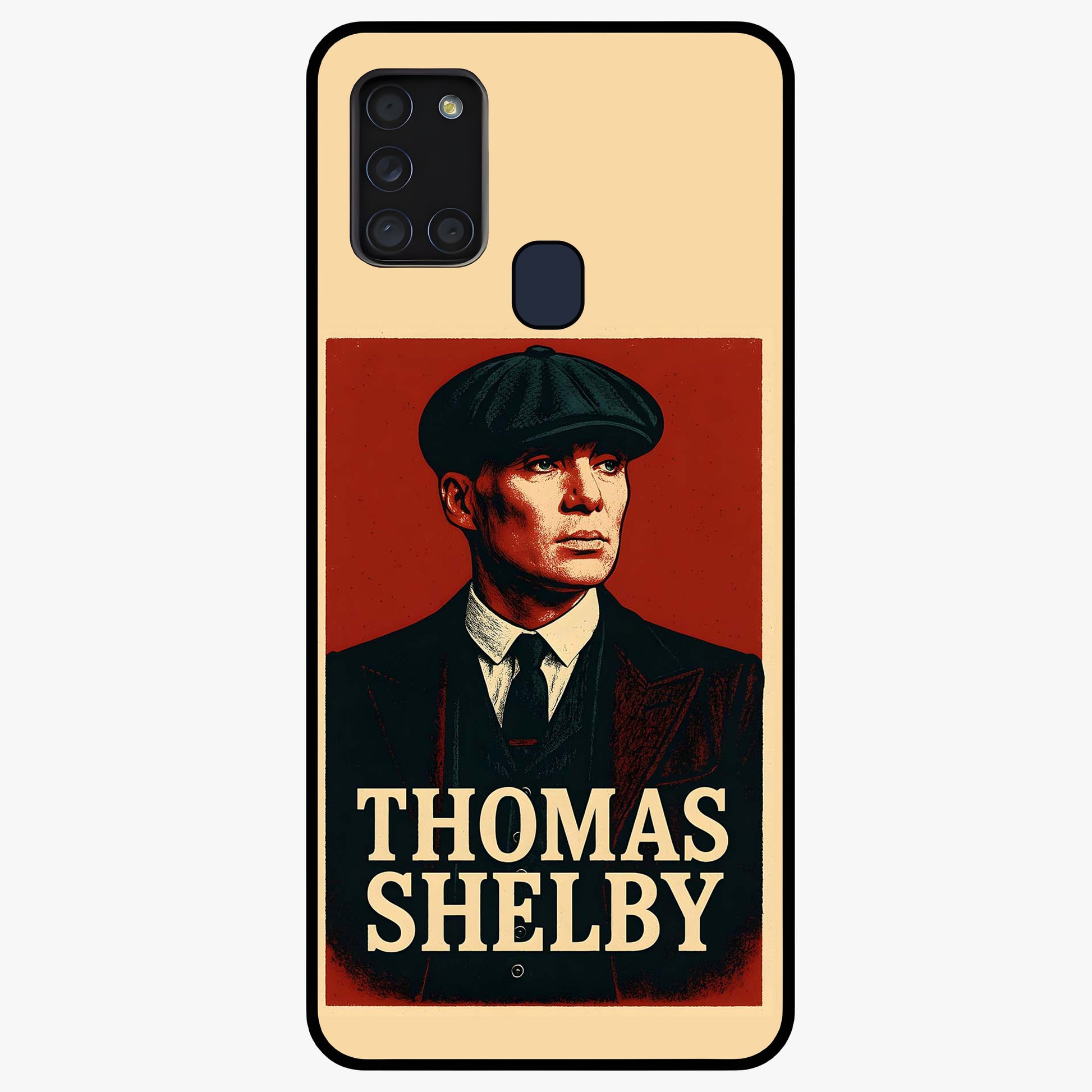 Vintage Mafia Authority Glass Case showing flat back view with bold vintage mafia inspired artwork and glossy glass finish.