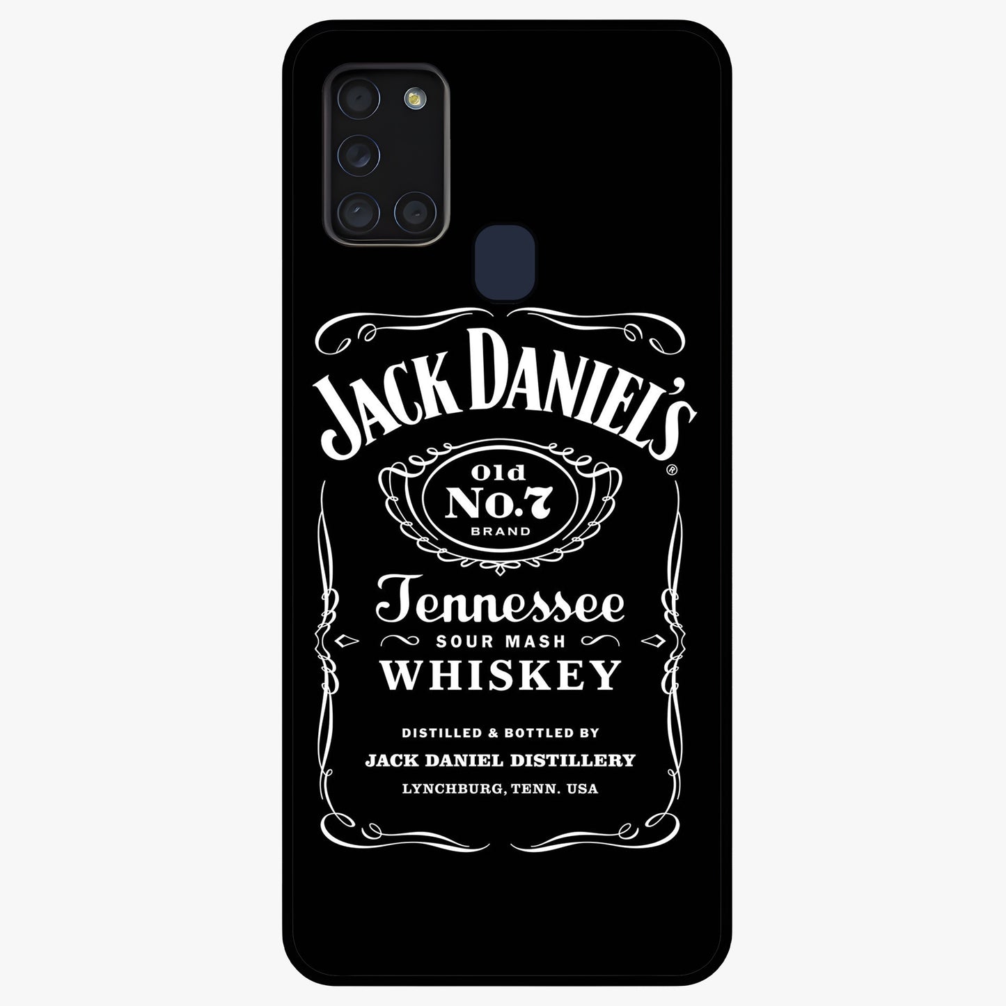 Vintage Whiskey Heritage Glass Case showing flat back view with classic whiskey inspired artwork and glossy glass finish.