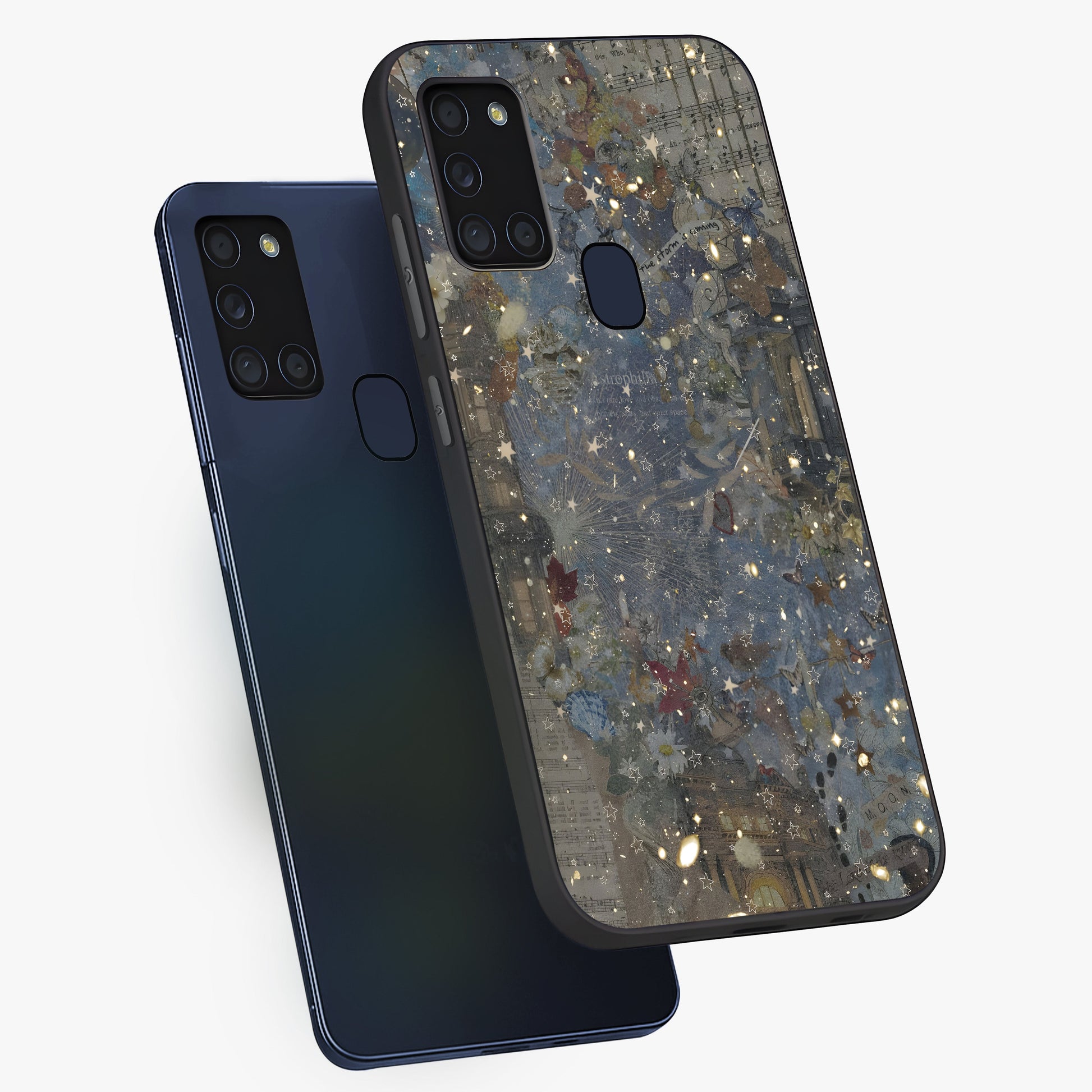Aesthetic Astrolophia Glass Case displayed in angled mockup highlighting artistic aesthetic elements and smooth glass surface.