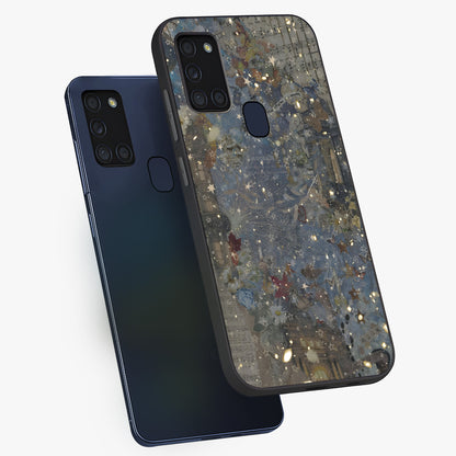 Aesthetic Astrolophia Glass Case displayed in angled mockup highlighting artistic aesthetic elements and smooth glass surface.