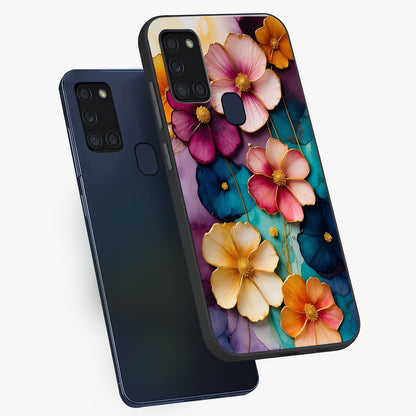 Artlyn Grace Flower Pattern Glass Case displayed in angled mockup highlighting delicate flower pattern design and smooth glass surface.