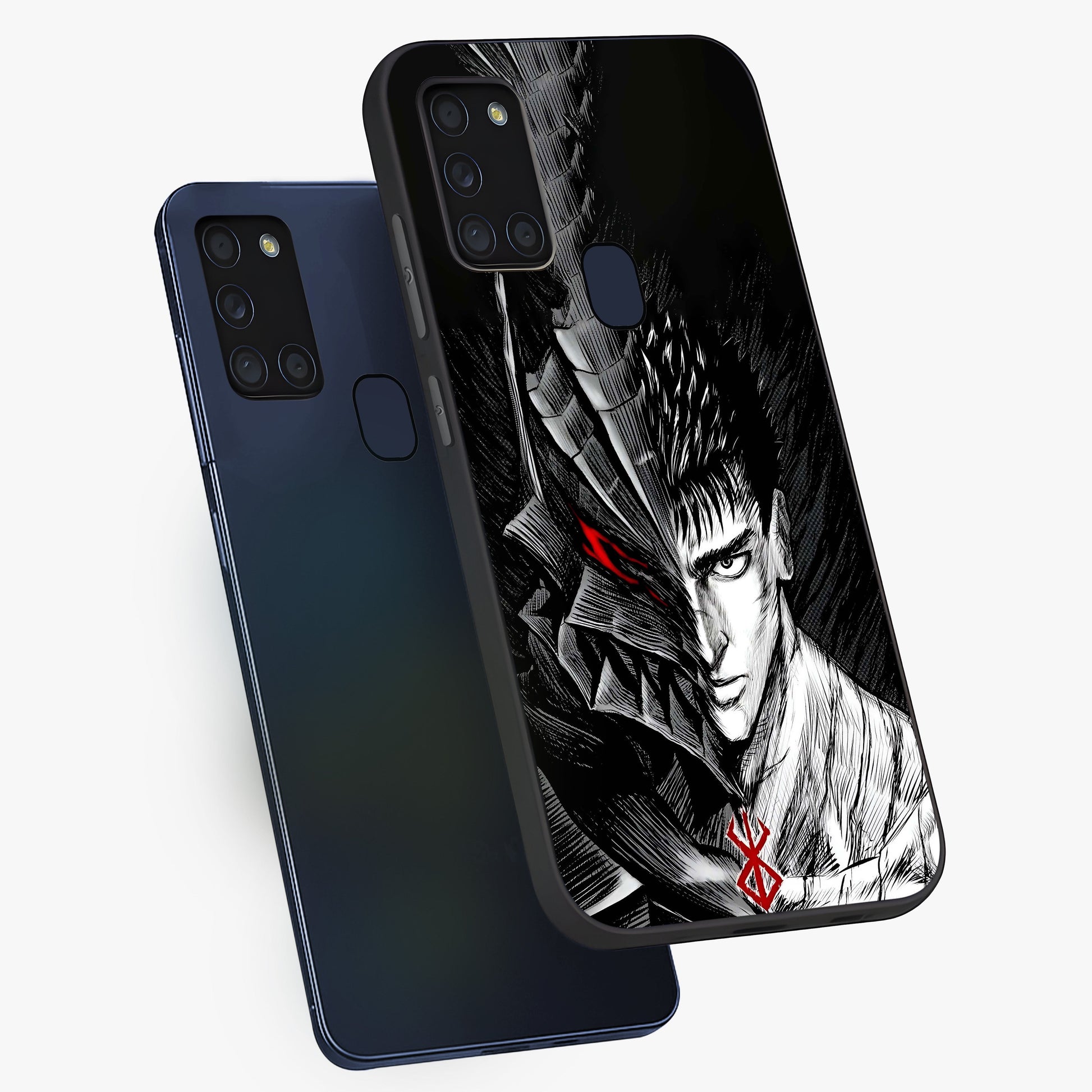 Berserker Blood Oath Glass Case displayed in angled mockup highlighting dark fantasy graphic design and powerful theme.