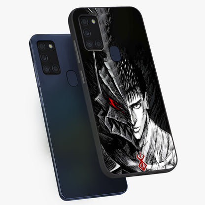 Berserker Blood Oath Glass Case displayed in angled mockup highlighting dark fantasy graphic design and powerful theme.