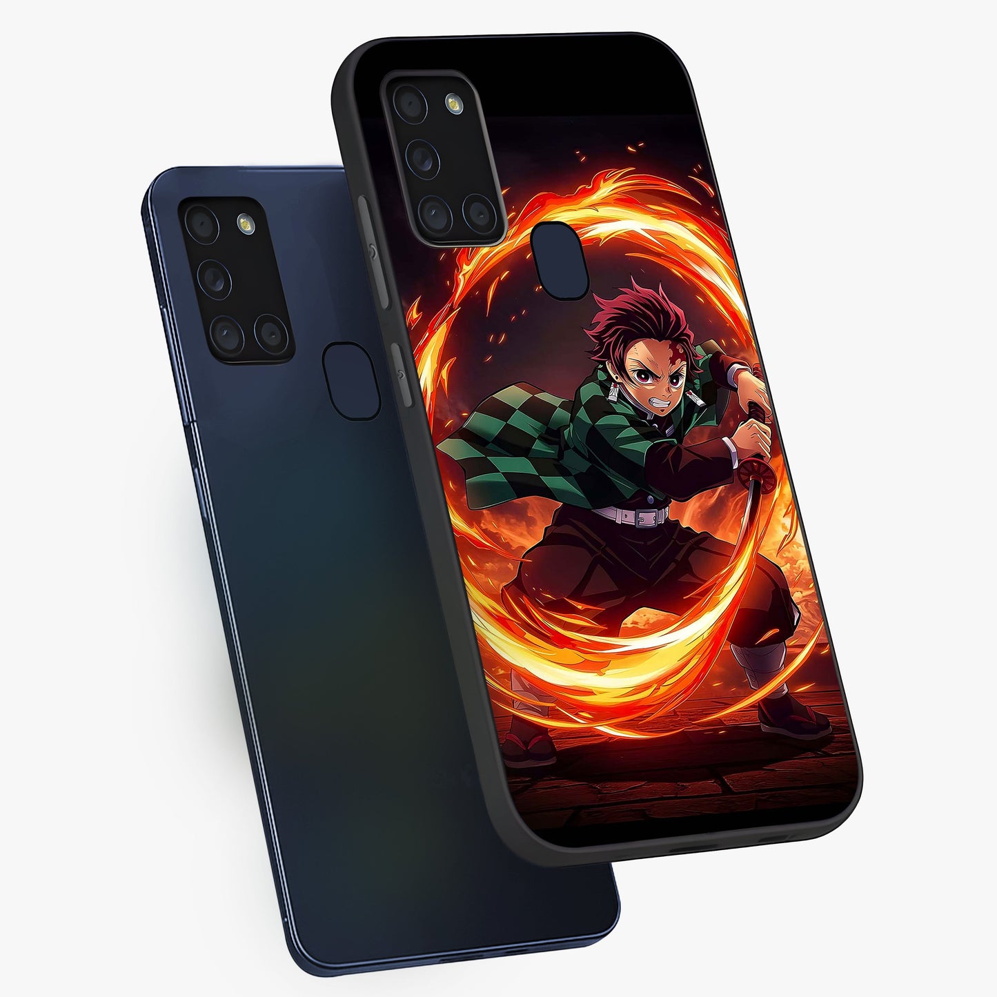Blazing Sword Resolve Glass Case displayed in angled mockup highlighting powerful sword illustration and bold fantasy theme.