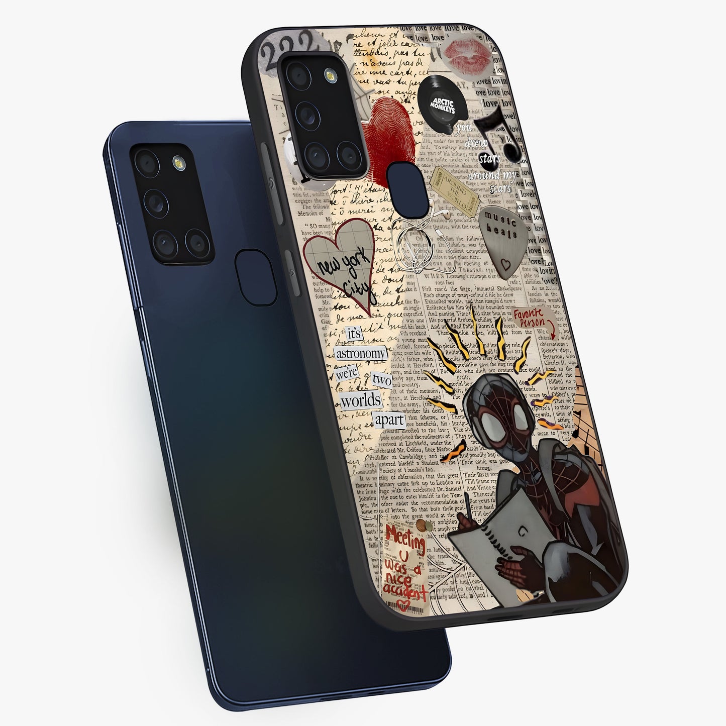 City Dream Sketch Glass Case displayed in angled mockup highlighting minimal city illustration with aesthetic sketch style.