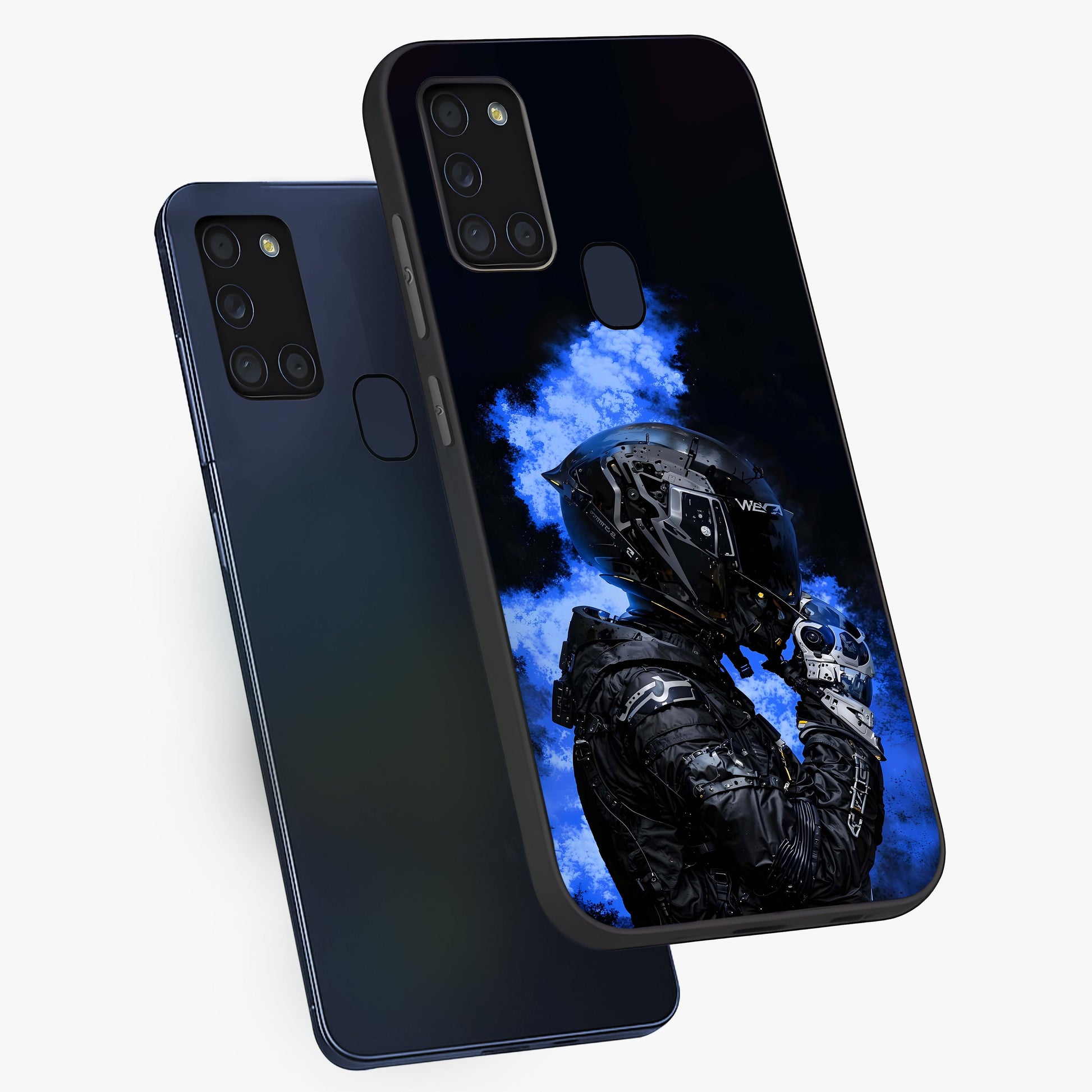 Cyber Sentinel Protocol Glass Case displayed in angled mockup highlighting digital cyber design with sci-fi aesthetic style.