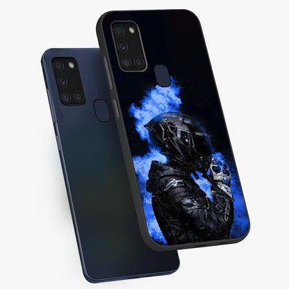 Cyber Sentinel Protocol Glass Case displayed in angled mockup highlighting digital cyber design with sci-fi aesthetic style.