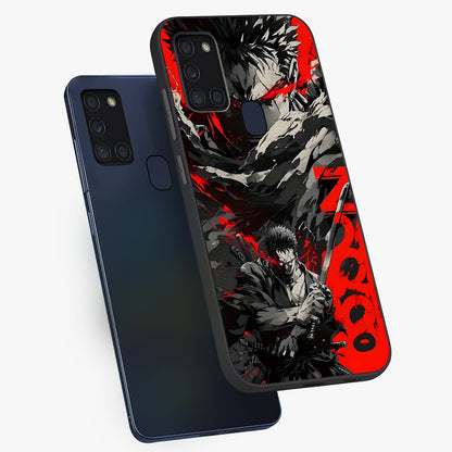 Demon Sword Resolve Glass Case displayed in angled mockup highlighting powerful demon sword illustration with dark fantasy aesthetic.