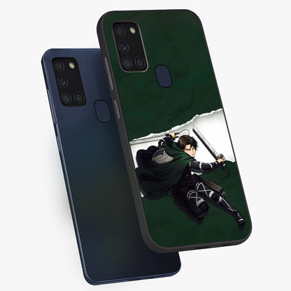Emerald War Vanguard Glass Case displayed in angled mockup highlighting intense battle inspired design with emerald tone aesthetic.