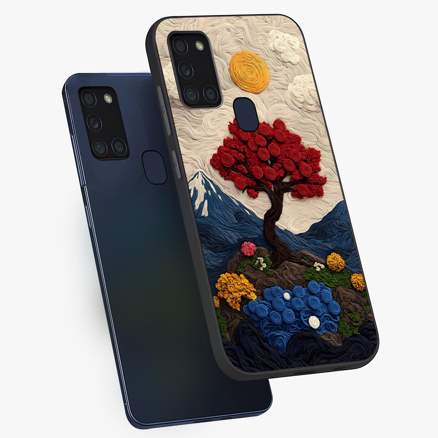 Eternal Nature Tapestry Glass Case displayed in angled mockup highlighting detailed botanical pattern with artistic aesthetic.