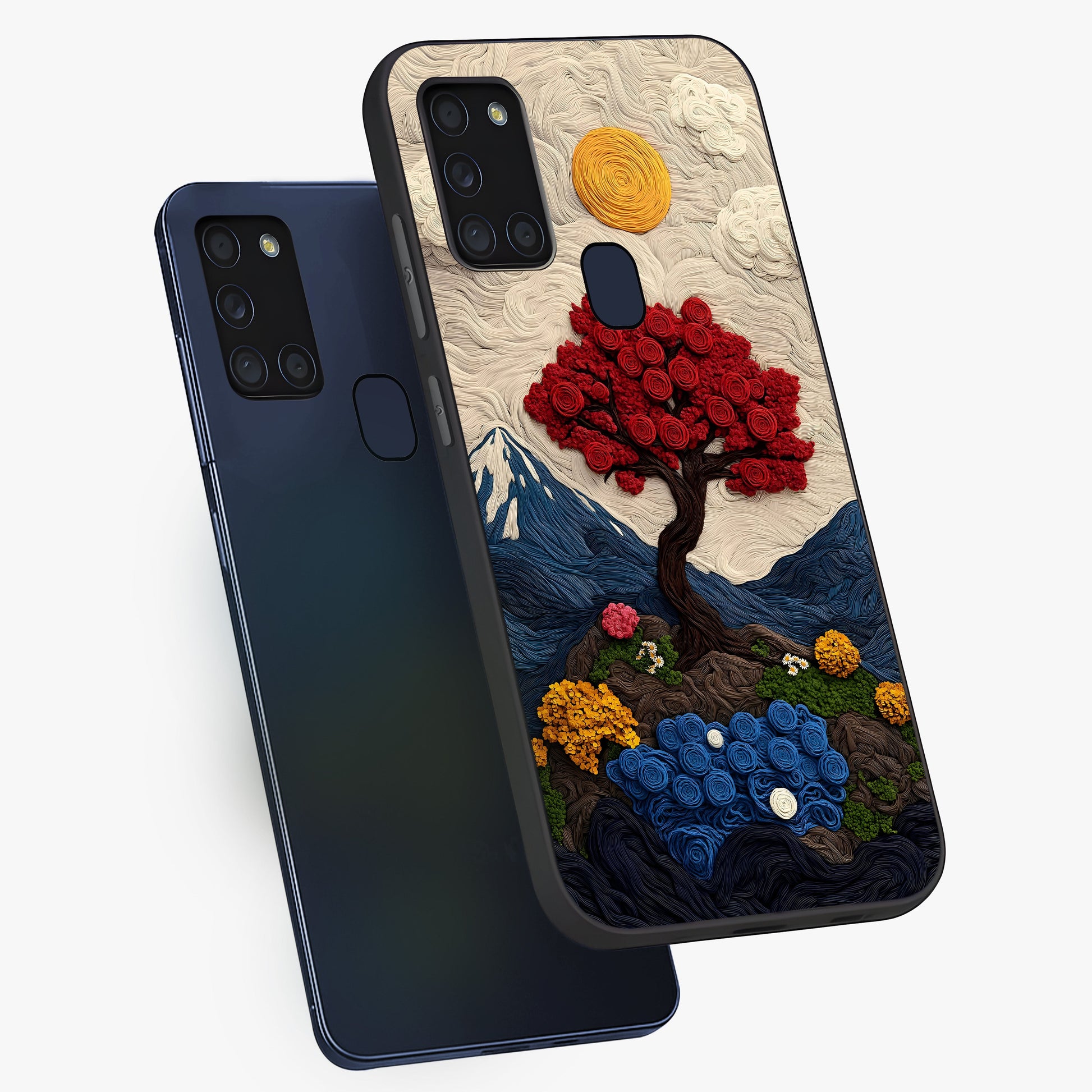 Eternal Nature Tapestry Glass Case displayed in angled mockup highlighting detailed botanical pattern with artistic aesthetic.