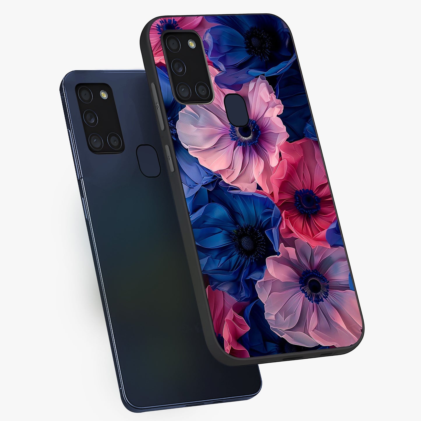 Flower Paper Art Pattern Glass Case displayed in angled mockup highlighting layered paper flower design with artistic aesthetic.