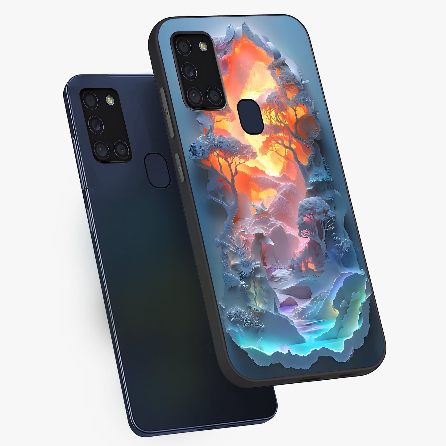 Glow Forest Portal Glass Case displayed in angled mockup highlighting mystical forest design with magical glowing aesthetic.