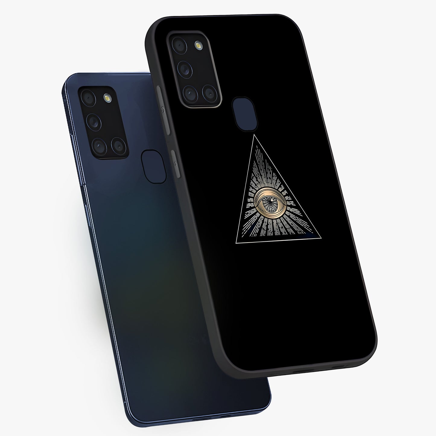 Illuminati Evil Glass Case displayed in angled mockup highlighting dark occult inspired design with bold aesthetic style.