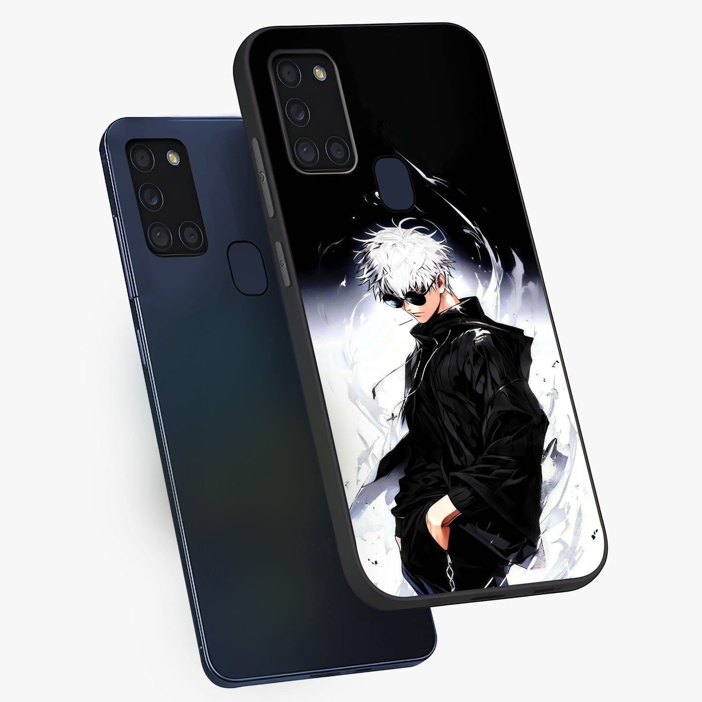 Limitless Shadow King Glass Case displayed in angled mockup highlighting dramatic dark hero design with intense aesthetic.