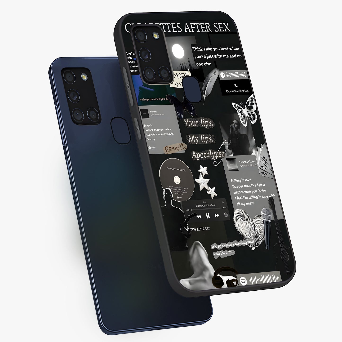 Midnight Love Echo Glass Case displayed in angled mockup highlighting elegant love inspired design with deep aesthetic style.