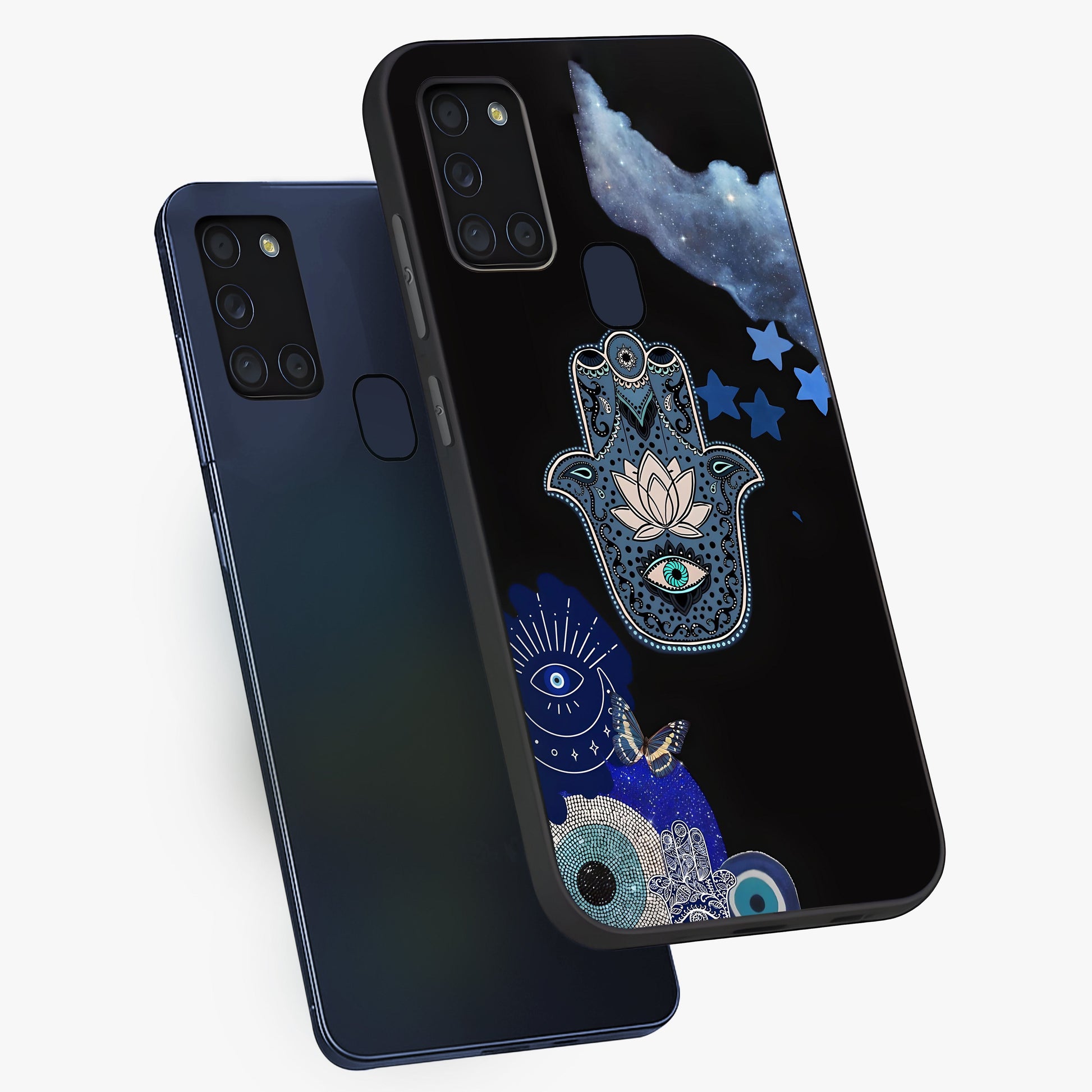 Mystic Hand Aura Glass Case displayed in angled mockup highlighting magical aura design with spiritual aesthetic style.