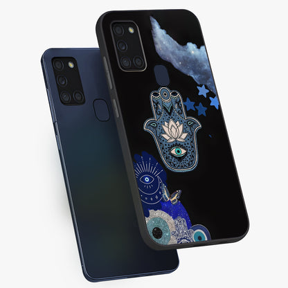 Mystic Hand Aura Glass Case displayed in angled mockup highlighting magical aura design with spiritual aesthetic style.