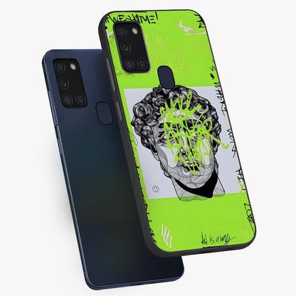 Neo Graffiti Rebellion Glass Case displayed in angled mockup highlighting urban street art design with rebellious aesthetic.