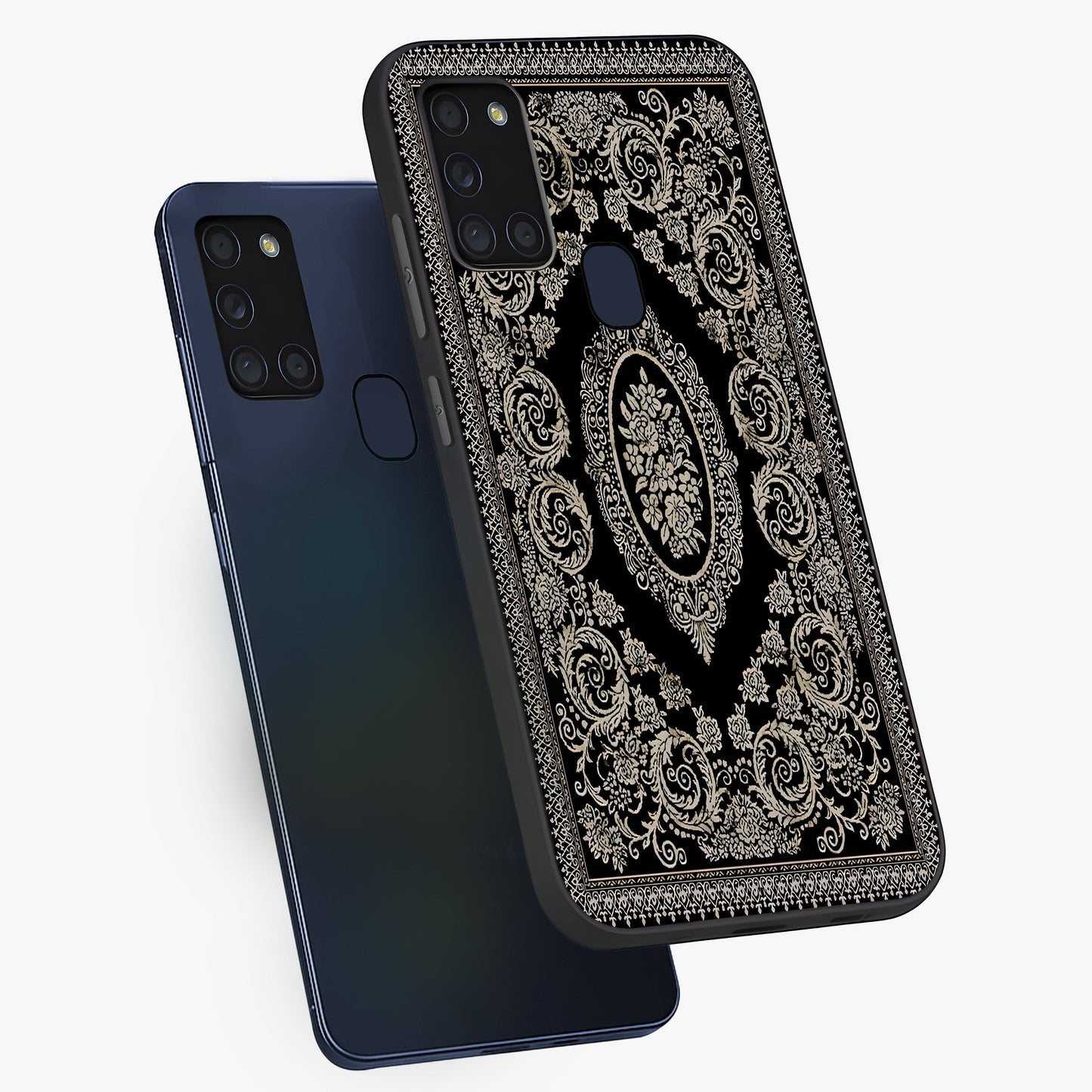 Noir Bloom Elegance Glass Case displayed in angled mockup highlighting refined flower design with stylish noir aesthetic.