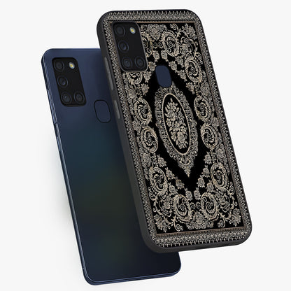 Noir Bloom Elegance Glass Case displayed in angled mockup highlighting refined flower design with stylish noir aesthetic.