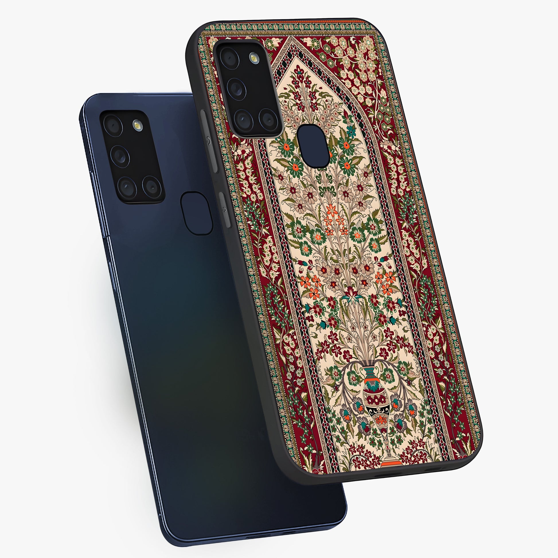 Persian Inspired Glass Case displayed in angled mockup highlighting intricate traditional design with elegant cultural aesthetic.