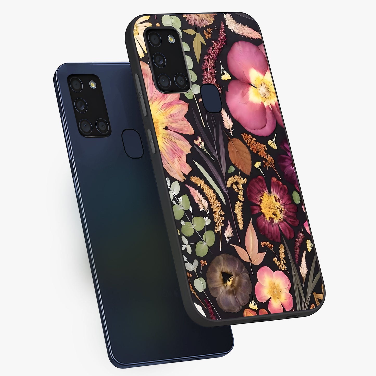 Petal Dream Tapestry Glass Case displayed in angled mockup highlighting decorative petal pattern with elegant botanical aesthetic.
