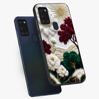Radiant Bloom Elegance Glass Case displayed in angled mockup highlighting graceful floral design with radiant aesthetic style.